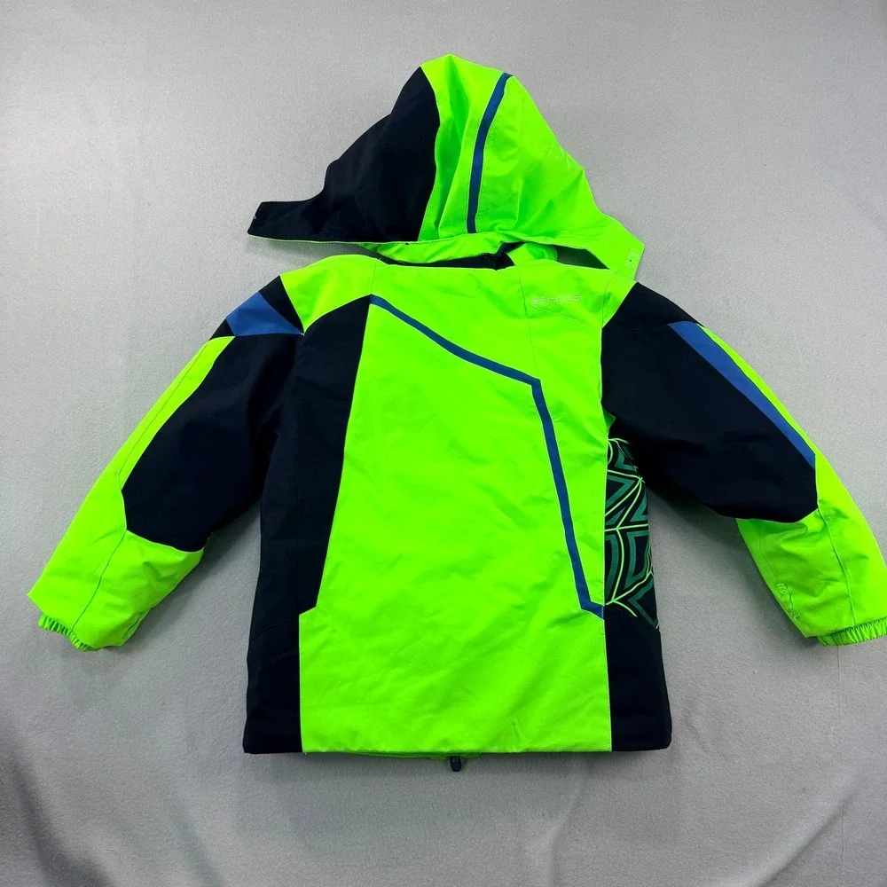 Spyder Boys Size 6 Ski Jacket Neon Green Black 3M Thinsulate Small to Tall Grow